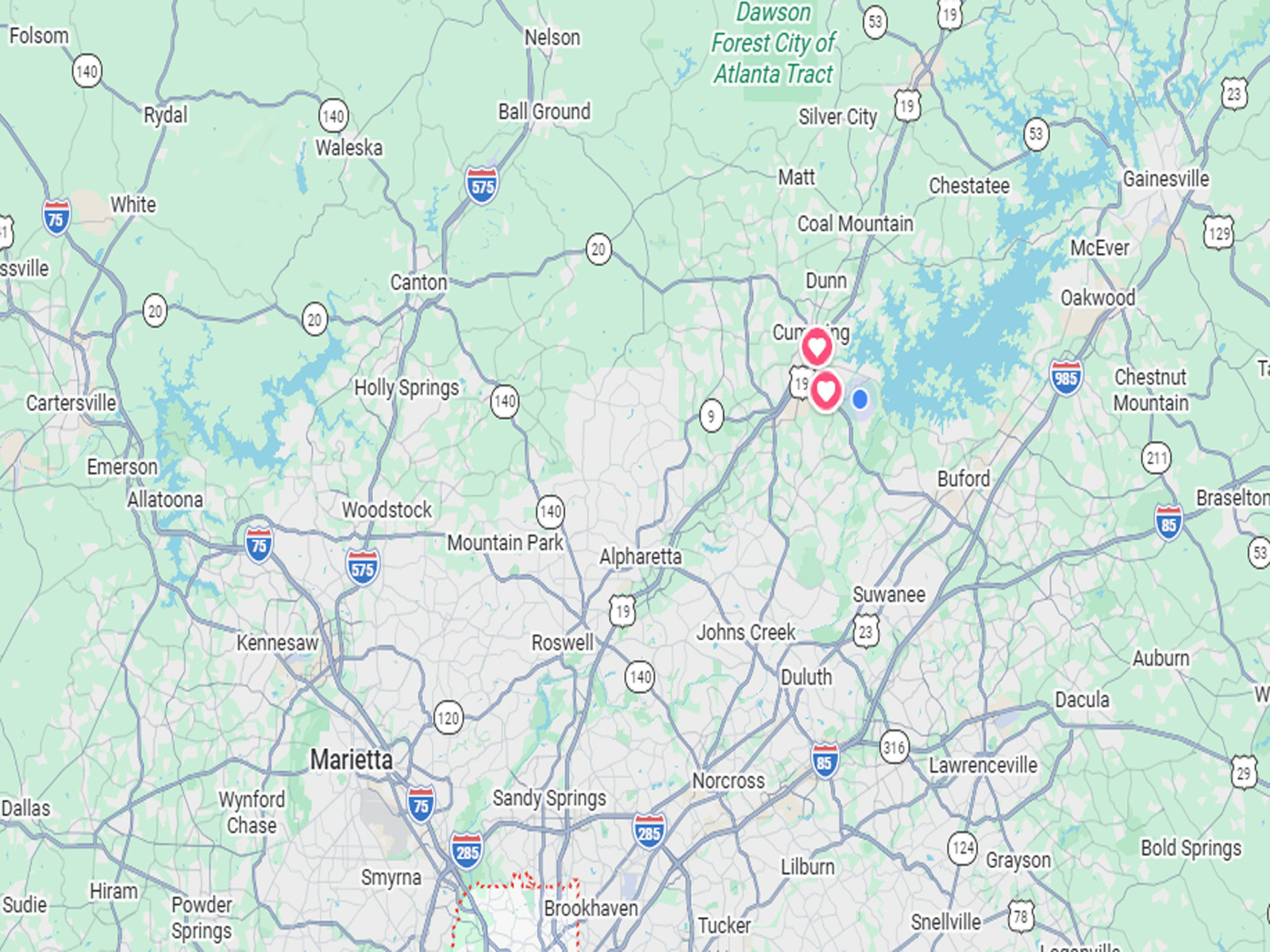 North Atlanta and Georgia service area map